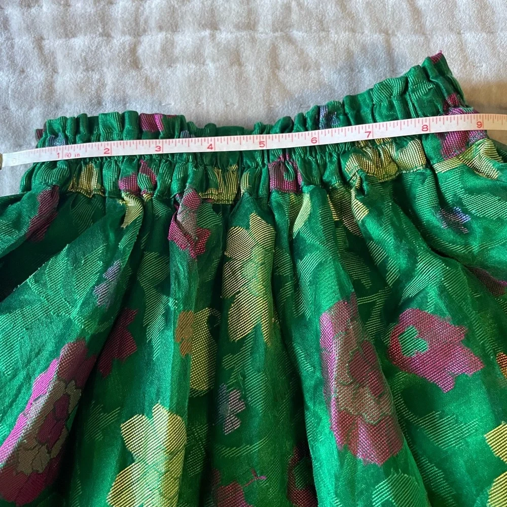 Girls Green Gold Lotus Fairy Princess Full Spin Skirt Costume Dance Tea Party